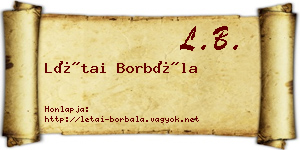 Létai Borbála névjegykártya